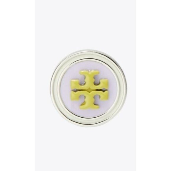 KIRA PURPLE/GREEN AND SILVER ENAMEL CIRCLE-STUD EARRING - Picture 3 of 3